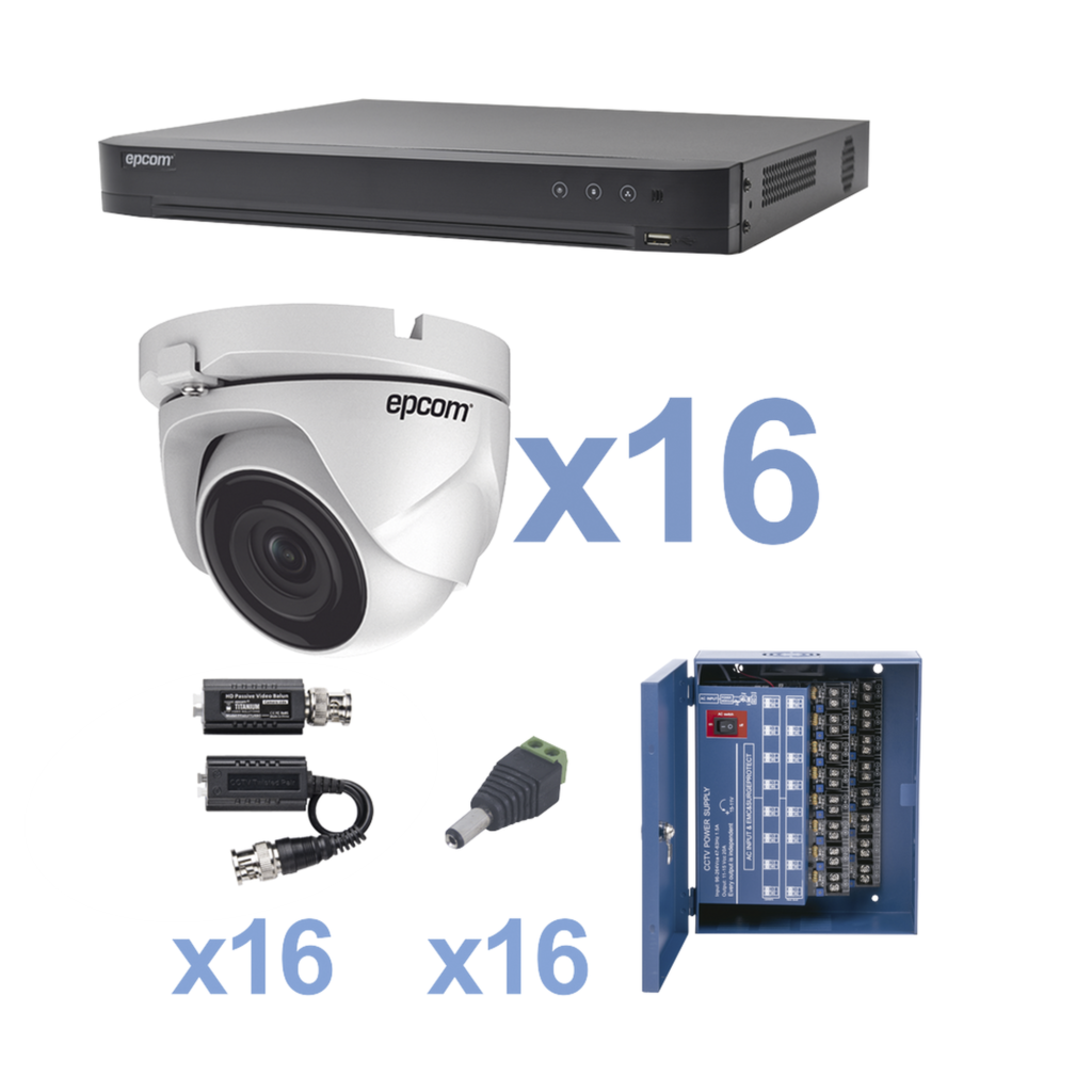 KIT TurboHD 1080p DVR 16 Canales 16 Cámaras Eyeball exterior 2 8