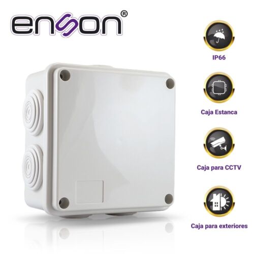 CAJA DE PLASTICO ENSON ENS-PCB1010 100X100X50 MM CON SELLO DE GOMA GRADO DE PROTECCIÓN IP66 MULTIPLES CONEXIONES A TUBERIA DE 1 PULGADA
