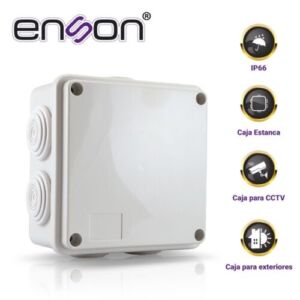 CAJA DE PLASTICO ENSON ENS-PCB1010 100X100X50 MM CON SELLO DE GOMA GRADO DE PROTECCIÓN IP66 MULTIPLES CONEXIONES A TUBERIA DE 1 PULGADA