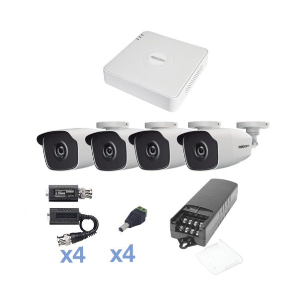 KIT TurboHD 1080 Lite / DVR 4 Canales / 4 Cámaras Bala (exterior 2.8 mm) / Transceptores / Conectores / Fuente de Poder Profesional - Image 2