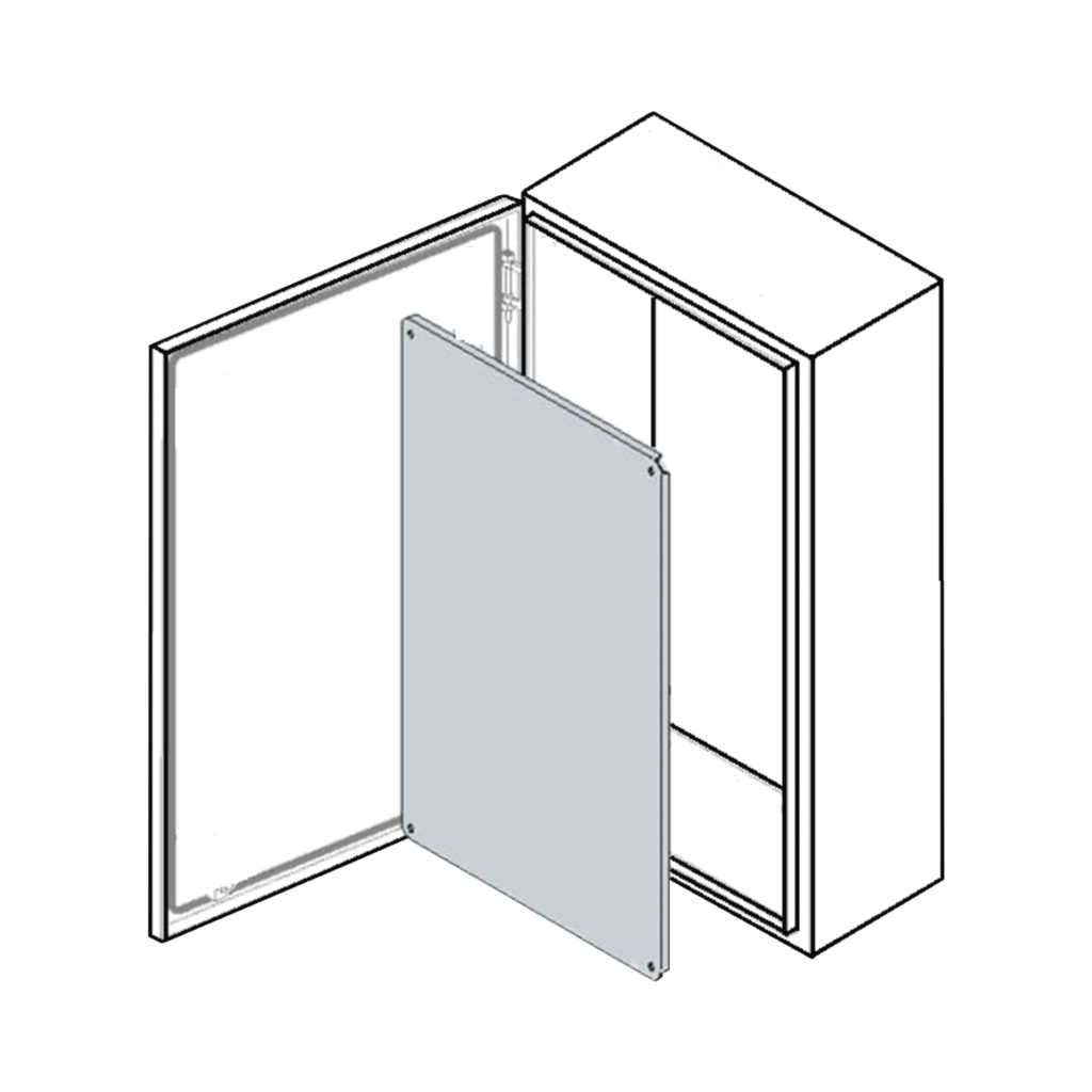 Gabinete de Acero IP66 Uso en Intemperie (500 x 700 x 250 mm) con Placa Trasera Interior Metálica y Compuerta Inferior Atornillable (Incluye Chapa y Llave T).