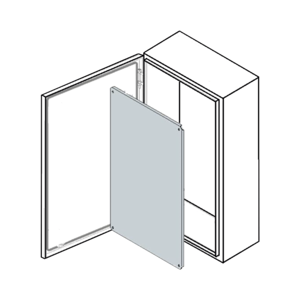 Gabinete de Acero IP66 Uso en Intemperie (500 x 700 x 250 mm) con Placa Trasera Interior Metálica y Compuerta Inferior Atornillable (Incluye Chapa y Llave T).