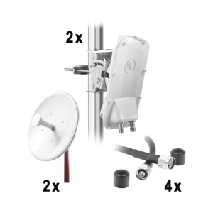 Enlace Backhaul completo de alta capacidad, incluye: 2x PTP550CE, 2x NPTR3 (37 dBi), 4x Jumpers