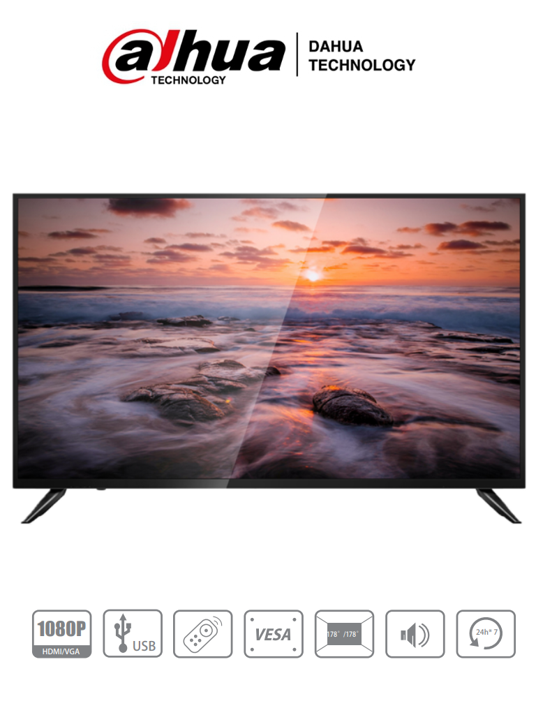 DAHUA LM43-F200 - Pantalla de 43 pulgadas/ Profesional para CCTV/ FHD/ Ideal para trabajar 24/7/  VGA/ HDMI/ Altavoces Integrados/ Brillo de 330 CD/ 8MS/ #SMBMonitoreo #ProAccesorios