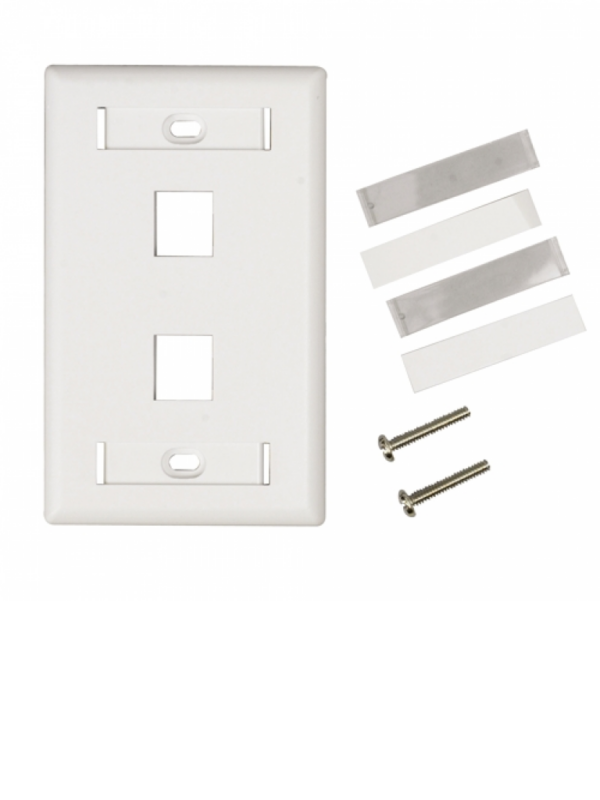 PLACA DE PARED (FACEPLATE) BELDEN AX102655 2 PUERTOS COMPATIBLE CON JACKS ESTILO KEYCONNECT UNIVERSAL CAT6A CAT6 CAT5E CONECTORES DE FIBRA ÓPTICA Y COAXIALES COLOR BLANCO USO INTERIOR MATERIAL PLÁSTICO UL94V INCLUYE TORNILLO 6-32 ETIQUETA DE CARTON VENTANA TRANSPARENTE - Image 2