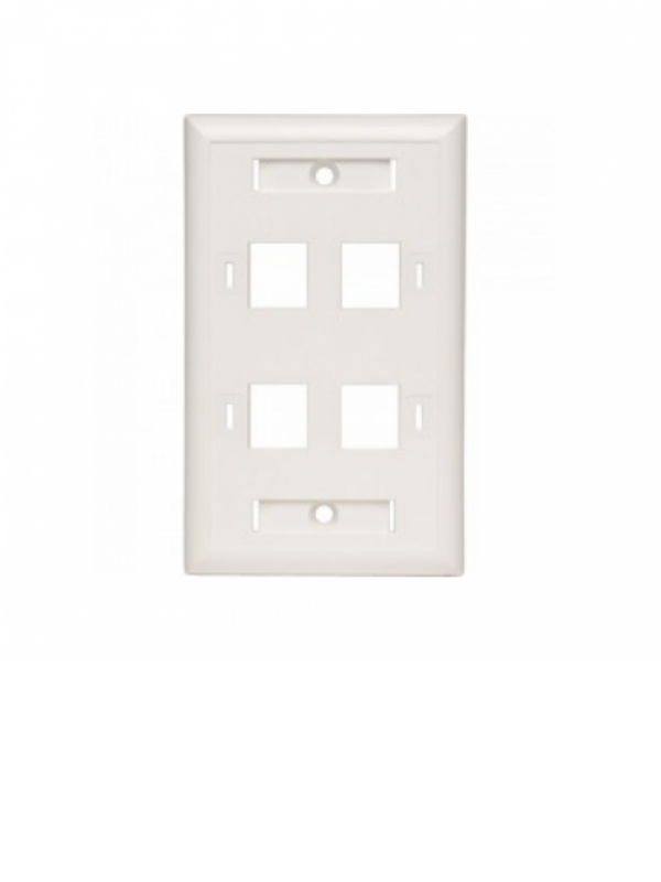 PLACA DE PARED (FACEPLATE) BELDEN AX102249 4 PUERTOS COMPATIBLE CON JACKS ESTILO KEYCONNECT UNIVERSAL CAT6A CAT6 CAT5E  CONECTORES DE FIBRA ÓPTICA Y COAXIALES COLOR BLANCO USO INTERIOR MATERIAL PLÁSTICO UL94V INCLUYE TORNILLO 6-32 ETIQUETA DE CARTON VENTANA TRANSPARENTE - Image 2