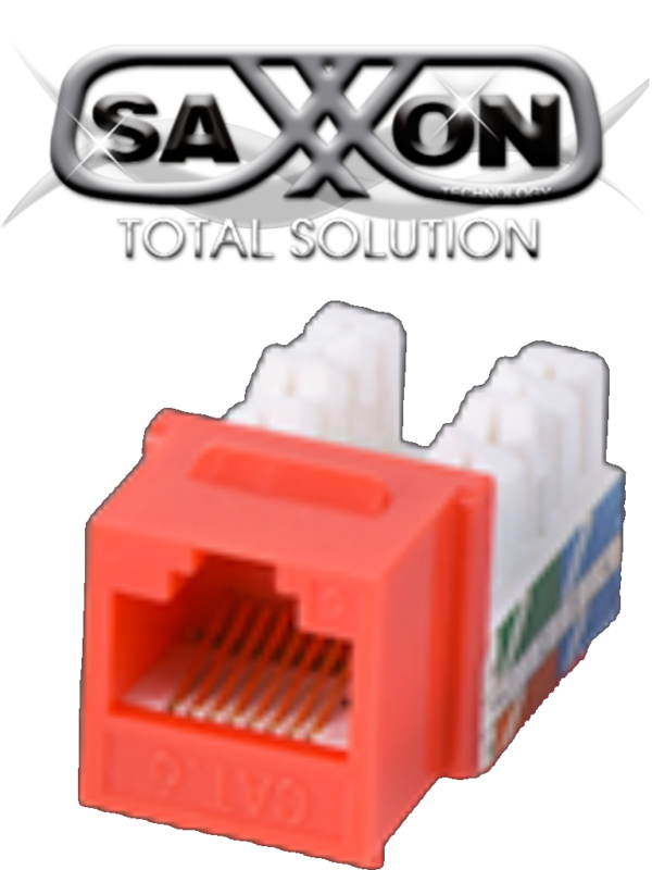 SAXXON M2656R - Modulo jack keystone RJ45 / 8 Hilos / CAT 6 / Compatible con calibres  AWG 22-26 / Color rojo