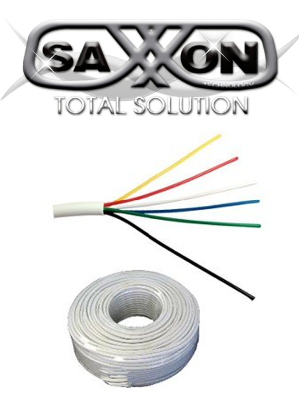 SAXXON OWAC6100J - Cable de alarma / 6 Conductores / CCA/ Calibre 22  AWG / 100 Metros / Recomendable para control de acceso / Videoportero / Audio / Reforzado