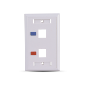 SAXXON A1752E - Placa de pared / Vertical / 2 Puertos tipo keystone / Color blanco / Con etiquetas