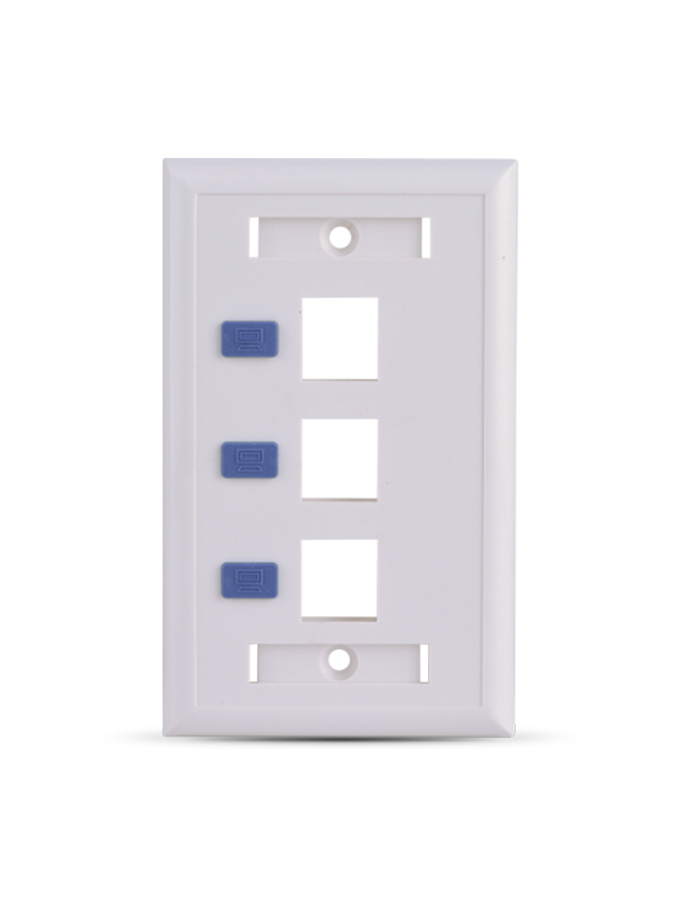SAXXON A1753E - Placa de pared / Vertical / 3 Puertos tipo keystone / Color blanco / Con etiquetas