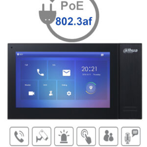 DAHUA VTH2421FB-P - Monitor IP Touch de 7 pulgadas/ Serie Pro/ Memoria de 8GB Embebida/ PoE Estandar/ Soporta Llamada en Grupo/ Ranura MicroSD/ 6&1 E&S de Alarmas/ Hasta 9 Monitores Adicionales/Soporta Dejar Videos y Mensajes de Texto/