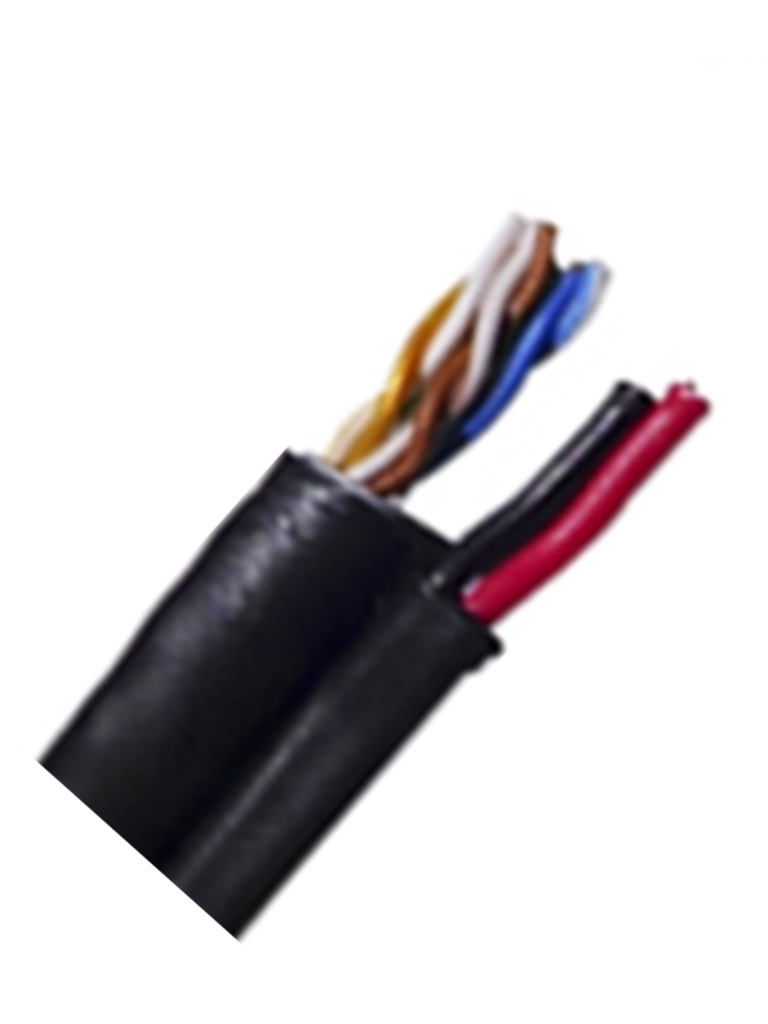 SAXXON OUTP5ECCAEXT2E - Bobina de Cable UTP Cat5e Siames/ 305 Metros/ Uso Exterior/ CCA/ UTP+Cables de Energía Cal. 18 AWG/ Doble Forro en Cable UTP/  Ideal para Cableado de Video/