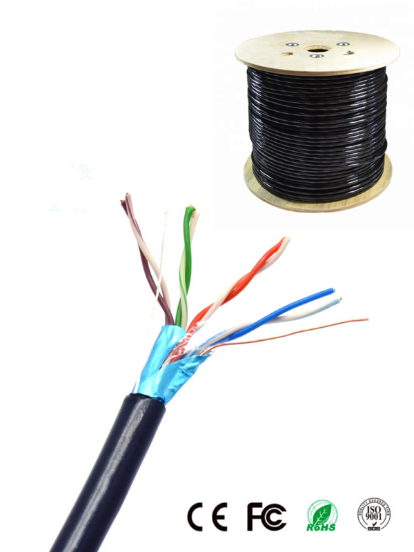 SAXXON OFTPCAT5ECOPE150N - Bobina de Cable FTP Cat5e 100% Cobre/ 150 Metros/ Blindado/ Color Negro/ Uso Exterior/ Ideal para Cableado de Redes de Datos y Video/ Cert ISO9001/ UL / RoSH/