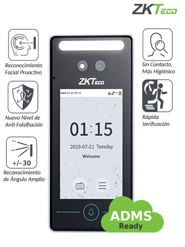 ZKTECO SpeedFaceV4LTA - Control de Acceso y Asistencia Facial  Visible Light / 800 Rostros/ 800 Palmas / 1000 Tarjetas / TCP/IP / Compatible con Bio Time Pro #promasistencia #asistencia #cyberasistencia - Image 2