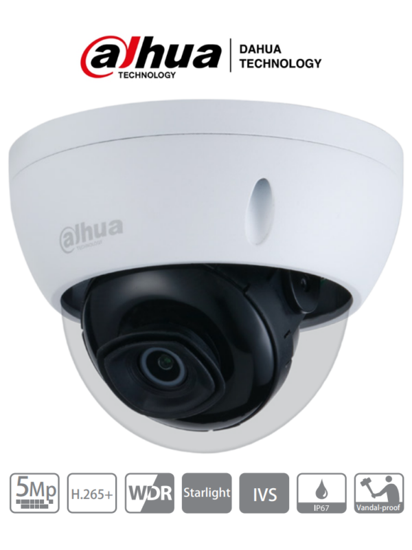 DAHUA IPC-HDBW2531E-S-S2 - Camara IP Domo de 5 Megapixeles Antivandalica/ Lente de 2.8mm/ H.265/ WDR Real 120dB/ IR 30 Mts/ Ranura para Micro SD/ IP67/ IK10/ - Image 2