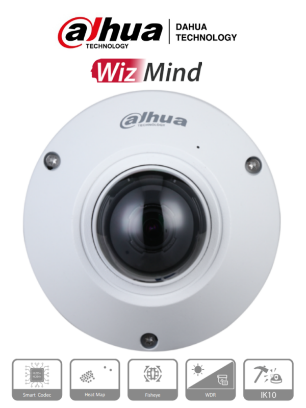 DAHUA IPC-EB5541-AS - Camara IP FishEye de 5 Megapixeles/ WizMind/ 360 Grados/ H.265/ Microfono Integrado + 1 Canal de E&S/ E&S De Alarma/ Mapa de Calor/ Conteo de Personas/ IP67/ IK10/ WDR Real/ PoE - Image 2