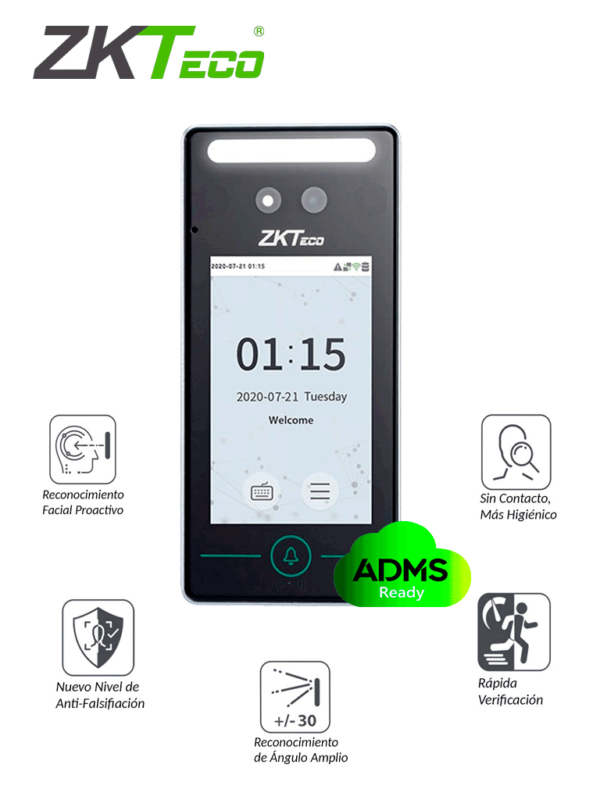 ZKTECO SpeedFaceV4LTA - Control de Acceso y Asistencia Facial  Visible Light / 800 Rostros/ 800 Palmas / 1000 Tarjetas / TCP/IP / Compatible con Bio Time Pro #promasistencia #asistencia #cyberasistencia - Image 4