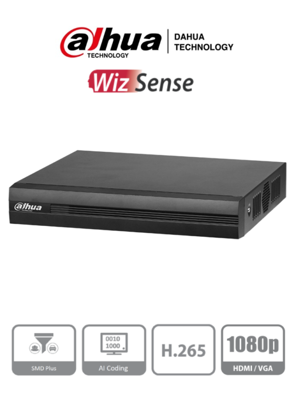 DAHUA XVR1B16-I - DVR de 16 Canales 1080p Lite/ WizSense/ Cooper-I/ H.265+/ 16 Canales+2IP o Hasta 18 Ch IP/ 8 Canales SMD Plus/ Busqueda Inteligente (Humanos y Vehiculos)/ Codificación Inteligente/ 1 Puerto Sata de hasta 6TB/ Smart Audio/