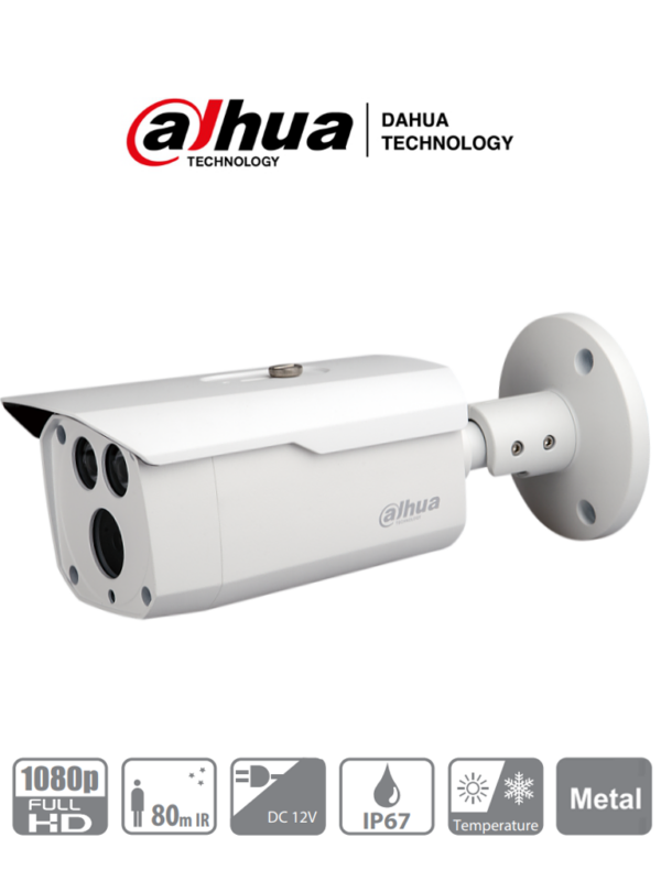 DAHUA HAC-HFW1200D-036- Camara Bullet HDCVI 1080p/ Lente 3.6 mm/ 87.5 Grados de Apertura/ Smart IR 80 Mts/ IP67/ Metálica/ DWDR/ BLC/ HLC/ TVI AHD y CVBS/ - Image 2