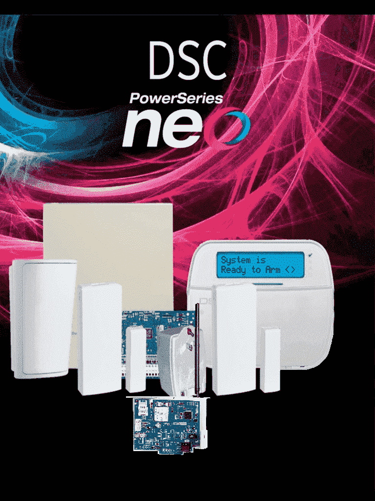 DSC NEO-RF-LCD-3G SB Paquete NEO 32 Zonas /Comunicador Dual TL280LE/Panel HS2032/Teclado RF LCD HS2LCDRF9N/2 Contactos PG9303/1 PIR Inalámbrico PG9914/Transformador/Gabinete GMX003. Sin Batería #LosPrincipales #PLANDEBENEFICIOS #PKTD3