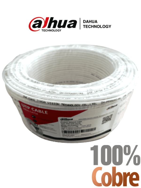 DAHUA PFM920I-5EUN-C-V2-100 - Bobina de 100 Mts de Cable UTP Cat5e/ 100% Cobre/ Color Blanco/ Ideal para Video y Redes/