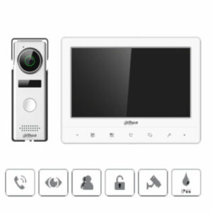 DAHUA KTA02 - Kit de Videoportero Analógico/ Monitor con Pantalla de 7 Pulgadas/ Botones Touch/ Frente de Calle con Camara de 1.3 Megapixeles/ DWDR/ IP66/ Apertura de Puerta/ Soporta Hasta 2 Frentes de Calle + 3 Monitores/
