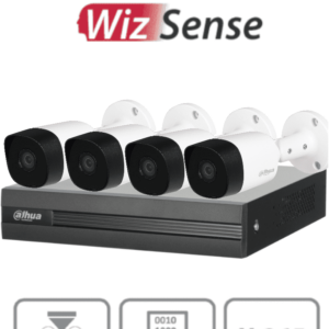 DAHUA KITXVR1B04H-I+4B2A51 - Kit de 4 Canales de 5 Megapixeles/ DVR Cooper-I WizSense/ Con IA/ H.265+/ 4 Camaras B2A51 Metalicas/ 4 Canales + 1 IP o Hasta 5 Canales IP/ 4 Canales SMD Plus/ Busqueda de Humanos y Vehiculos/ Accesorios Incluidos/