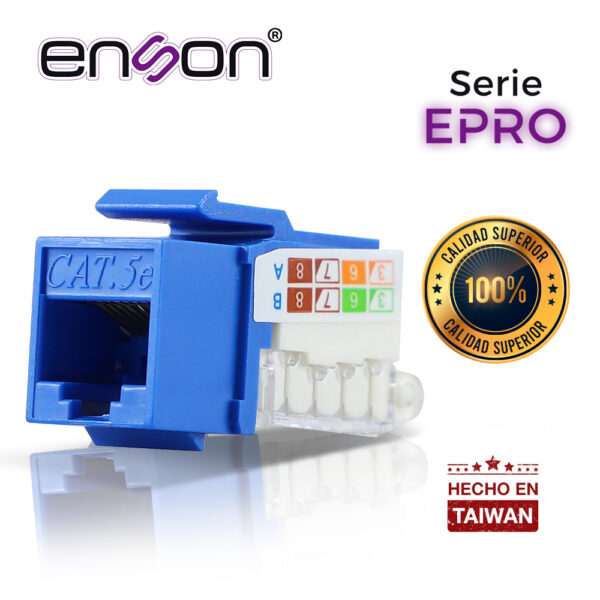 CONECTOR MODULAR JACK RJ45 ENSON EPRO-TLJACK5E-BL SERIE PRO TERMINADO SIN PINZAS POSICION VERTICAL CAT5E COLOR AZUL 10 pz - Image 3