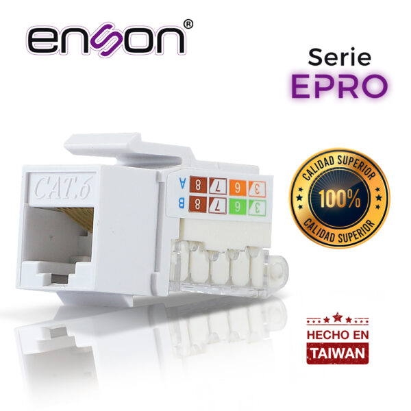 CONECTOR MODULAR JACK RJ45 ENSON EPRO-TLJACK6-WH SERIE PRO TERMINADO SIN PINZAS POSICION VERTICAL CAT6 COLOR BLANCO COMPATIBLE CON PLACAS ENSON EPRO-FP - Image 3