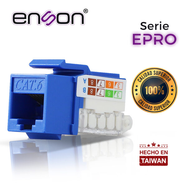 CONECTOR MODULAR JACK RJ45 ENSON EPRO-TLJACK6-BL SERIE PRO TERMINADO SIN PINZAS POSICION VERTICAL CAT6 COLOR AZUL COMPATIBLE CON PLACAS ENSON EPRO-FP - Image 3