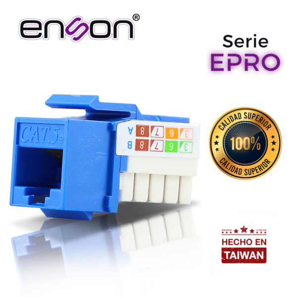 CONECTOR MODULAR JACK RJ45 ENSON EPRO-JACK5E-BL SERIE PRO POSICION VERTICAL CAT5E COLOR AZUL COMPATIBLE CON PLACAS ENSON EPRO-FP REQUIERE USO DE PINZAS EPRO-JACKTOOL - Image 3