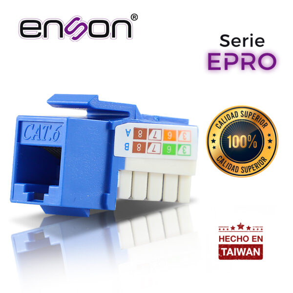 CONECTOR MODULAR JACK RJ45 ENSON EPRO-JACK6-BL SERIE PRO POSICION VERTICAL CAT6 COLOR AZUL COMPATIBLE CON PLACAS ENSON EPRO-FP REQUIERE USO DE PINZAS EPRO-JACKTOOL - Image 3