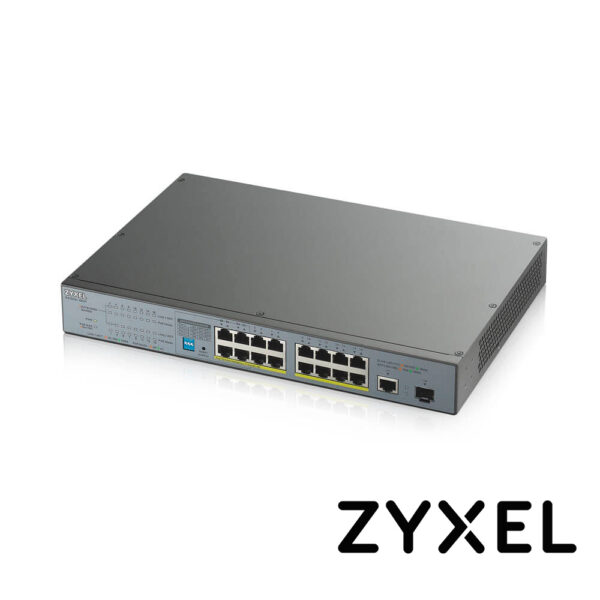SWITCH ZYXEL GS1300-18HP 17 PUERTOS RJ45 100/1000 Mbps con POE AF/AT + 1 PUERTO SFP 1000 Mbps NO-ADMINISTRABLE ENERGIA TOTAL 170W CON 4 PUERTOS POE EXTENDED