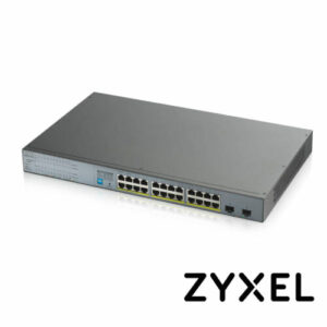 SWITCH ZYXEL GS1300-26HP 24 PUERTOS RJ45 100/1000 Mbps con POE AF/AT + 2 PUERTOS SFP 1000 Mbps NO-ADMINISTRABLE ENERGIA TOTAL 250W CON 4 PUERTOS POE EXTENDED
