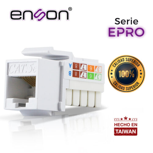 CONECTOR MODULAR JACK RJ45 ENSON EPRO-JACK5E-WH SERIE PRO POSICION VERTICAL CAT5E COLOR BLANCO 20pz - Image 3