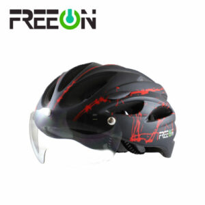 FREE ON CASCO ADULTO CON LENTES INTEGRADOS IMANTADOS UNITALLA COLOR NEGRO/ROJO