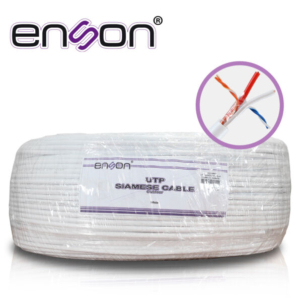 CABLE UTP SIAMES ENSON 51101W500 4C PARA DATOS Y DOS CABLES CALIBRE 18AWG (ROJO Y NEGRO) PARA ALIMENTACIÓN DISEÑADO PARA SU USO EN SOLUCIONES DE CCTV UNICAMENTE BOBINA DE 500 METROS COLOR BLANCO PARA SU USO EN EXTERIOR - Image 3