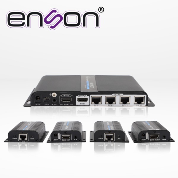 DISTRIBUIDOR EXTENSOR HDMI ENSON ENS-EX704 CON 4 EXTENSORES DE HASTA 40MTS CON CABLE 100% COBRE CAT6 A 1080P SALIDA HDMI LOCAL HDMI-LOOP Y CONTROL DE IR - Image 3