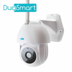 CAMARA INTELIGENTE PT DUOSMART E70 WIFI 2.4 GHZ PARA EXTERIOR CON AUDIO BIDIRECCIONAL TIPO DOMO 3MP CON MOVIMIENTO SEGUIDOR DE PERSONAS Y VISION NOCTURNA COMPATIBLE CON APP DUOSMART SOPORTA MEMORIA MICROSD DE HASTA 128 GB (NO INCLUIDA)