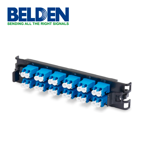 PANEL DE FIBRA BELDEN FFSX12LD 12 PUERTOS LC DUPLEX 24 FIBRAS TIPO MONOMODO OS2 LINEA ECX