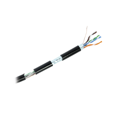 Bobina de cable de 305 Metros Cat6+ CALIBRE 23 Exterior Blindado tipo FTP para CLIMAS EXTREMOS, UL, color Negro,