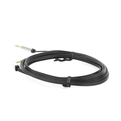 Cable Auxiliar Plano 2 Metros / Conector 3.5mm a 3.5mm / Macho-Macho / Recto a Angulo / Ángulo de 90° en una de sus Puntas / Color Negro - Image 2