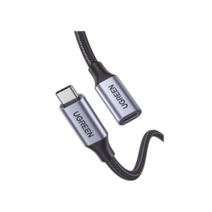 Cable USB-C Macho a USB-C Hembra / 1metro / USB-C 3.1 Gen 2 / Compatible con Thunderbolt 3 / Carcasa de Aluminio / Nylon Trenzado /  Transferencia de Datos 10 Gbps / Soporta hasta 100W para Carga Rápida.
