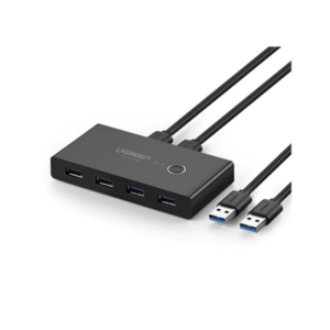 HUB para Compartir 4 Puertos USB 3.0 a 2 PC ́s / Cambio Mediante Botón / Incluye dos cables USB de 1.5 m /  ABS / Permite que 2 Usuarios Compartan 4 Dispositivos Periféricos USB3.0, como una impresora, un escáner, etc.