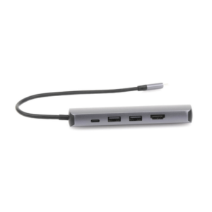 HUB USB-C Ultradelgado / 2 puertos USB 3.0 a 5 Gbps / HDMI 4K@30Hz / RJ45 ( Gigabit Ethernet)/ PD Carga Rápida 100W / Caja de Aluminio / 5 en 1