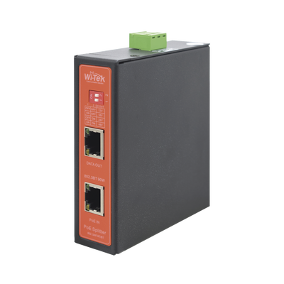 Splitter PoE IN hasta 90 W / Salida DC 12v/16V/24v o 48V / Carcasa metálica / Industrial soporte para riel DIN / Aplicaciones CCTV
