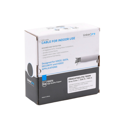 Bobina de cable de 100m, Cat5e, 24 AWG, color Gris, UL, para aplicaciones en videovigilancia, redes de datos. Uso Interior - Image 5