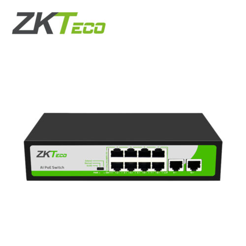 SWITCH ZKTECO PE082-120-G  8 PUERTOS RJ45 10/100/1000 Mbps POE AF/AT + 2 PUERTOS RJ45 GIGABIT NO ADMINISTRABLE 