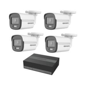 Kit TurboHD 1080p / DVR 4 Canales con Unidad de Almacenamiento eSSD de 300GB / 4 Cámaras Bala ColorVu con Micrófono Integrado / Fuente de Poder / Accesorios de Instalación