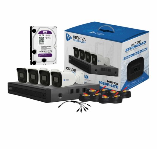 KIT 4X4 MKIT927 INCLUYE 1 DVR 4CH MXVR-4004A 1080P-LITE + 4 CÁMARAS BULLET 1080P 2MP 2.8MM MBASHD2202 + 4 CABLES 18MTS C/U + FUENTE DE PODER Y DISTRIBUIDOR DE ENERGIA 1 TB DISCO